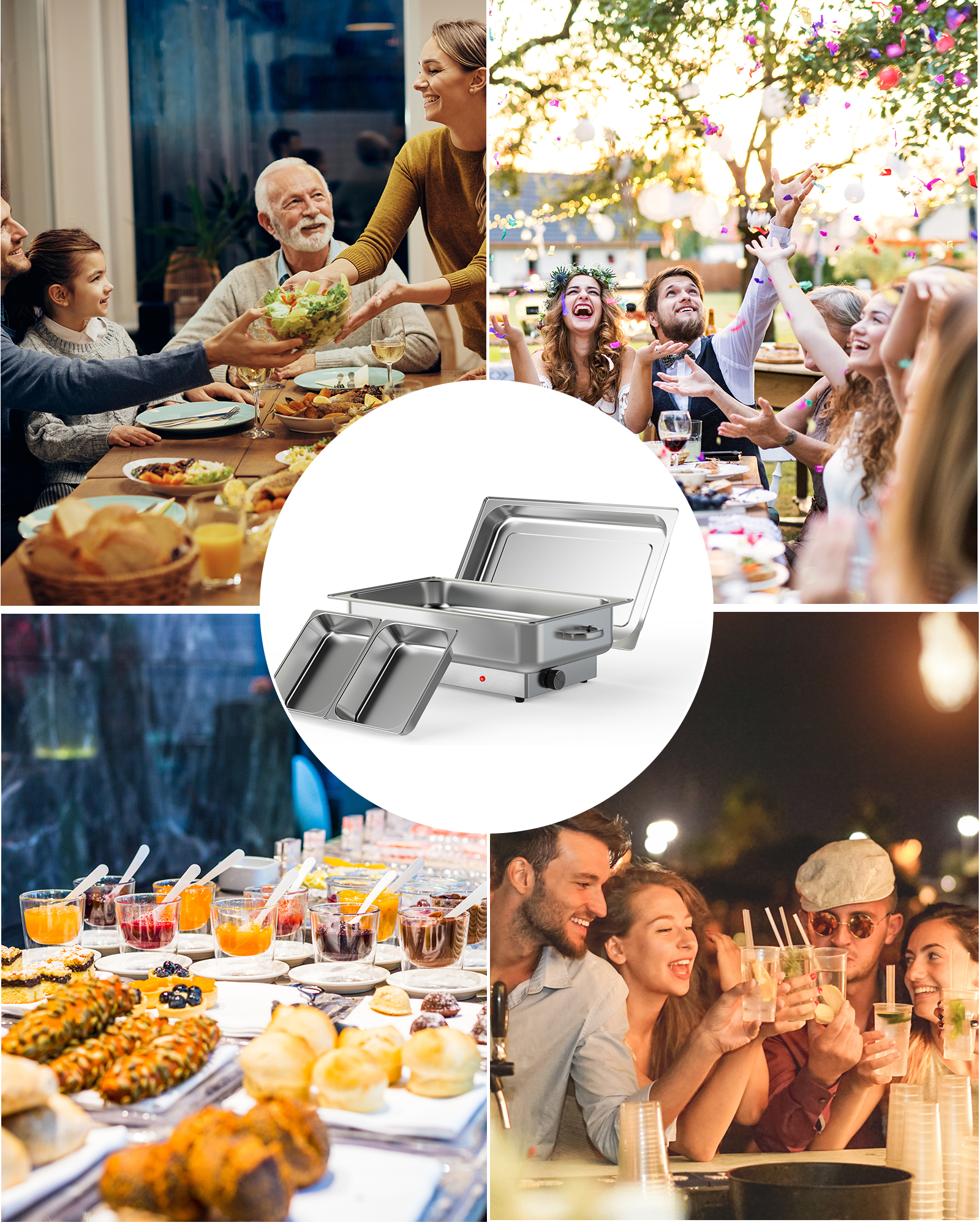 Garvee 9QT(2×1/2Pan)Electric Chafing Dish with Temperature Control, Stainless Steel Buffet Servers and Warmers, Electric Chafing Dish Set with Temperature Control for Catering