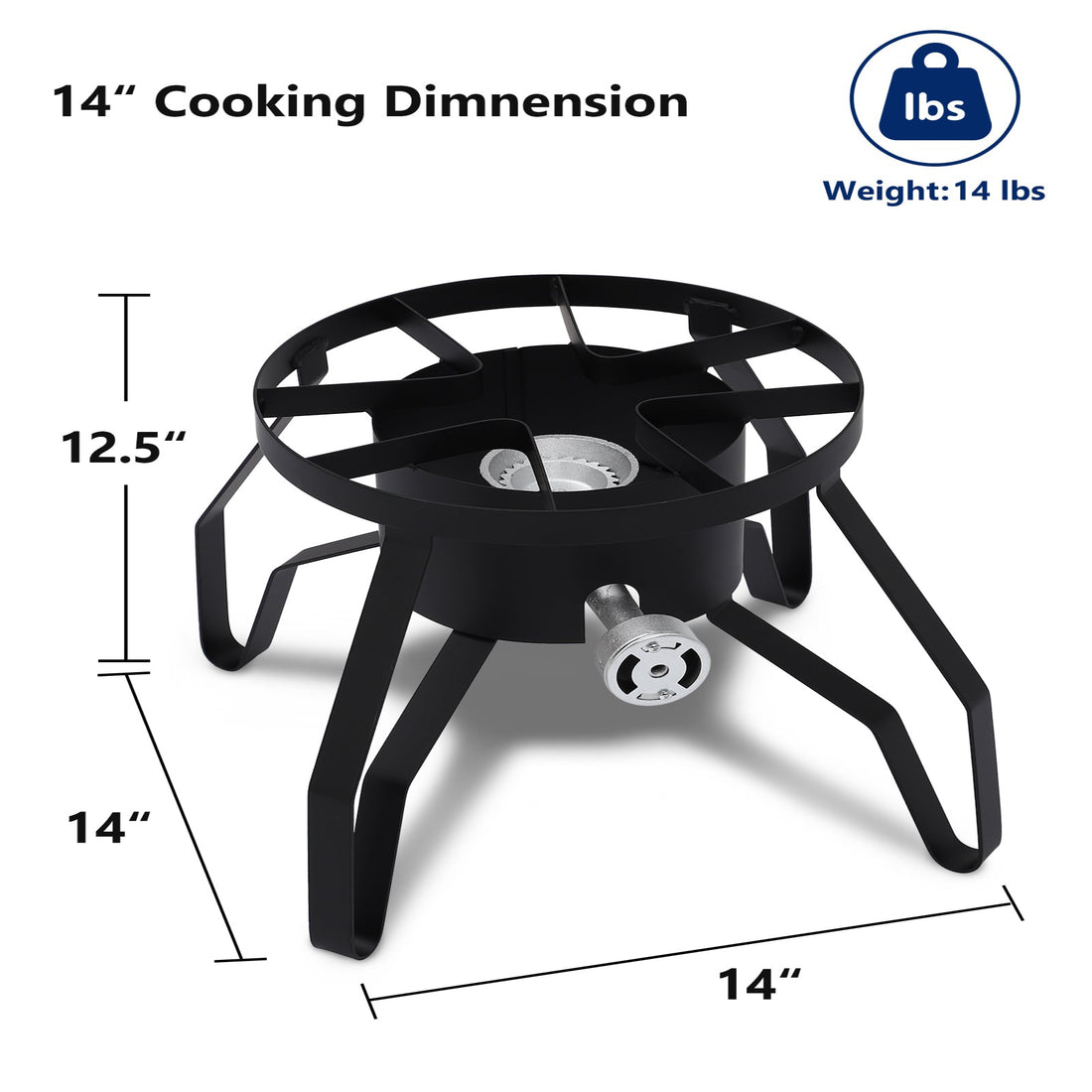Garvee 14" Single Burner Propane Outdoor Stove - High Heat Portable Cooker for Home Brewing, Turkey Frying, Maple Syrup Preparation