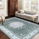 Garvee Living Room 5x7 Area Rugs Oriental Area Rug Bohemian Distressed Carpet Medallion Rug Tribal Area Rugs Vintage Area Rug for Bedroom Kitchen Home Office, 5' x 7' Grey - Black
