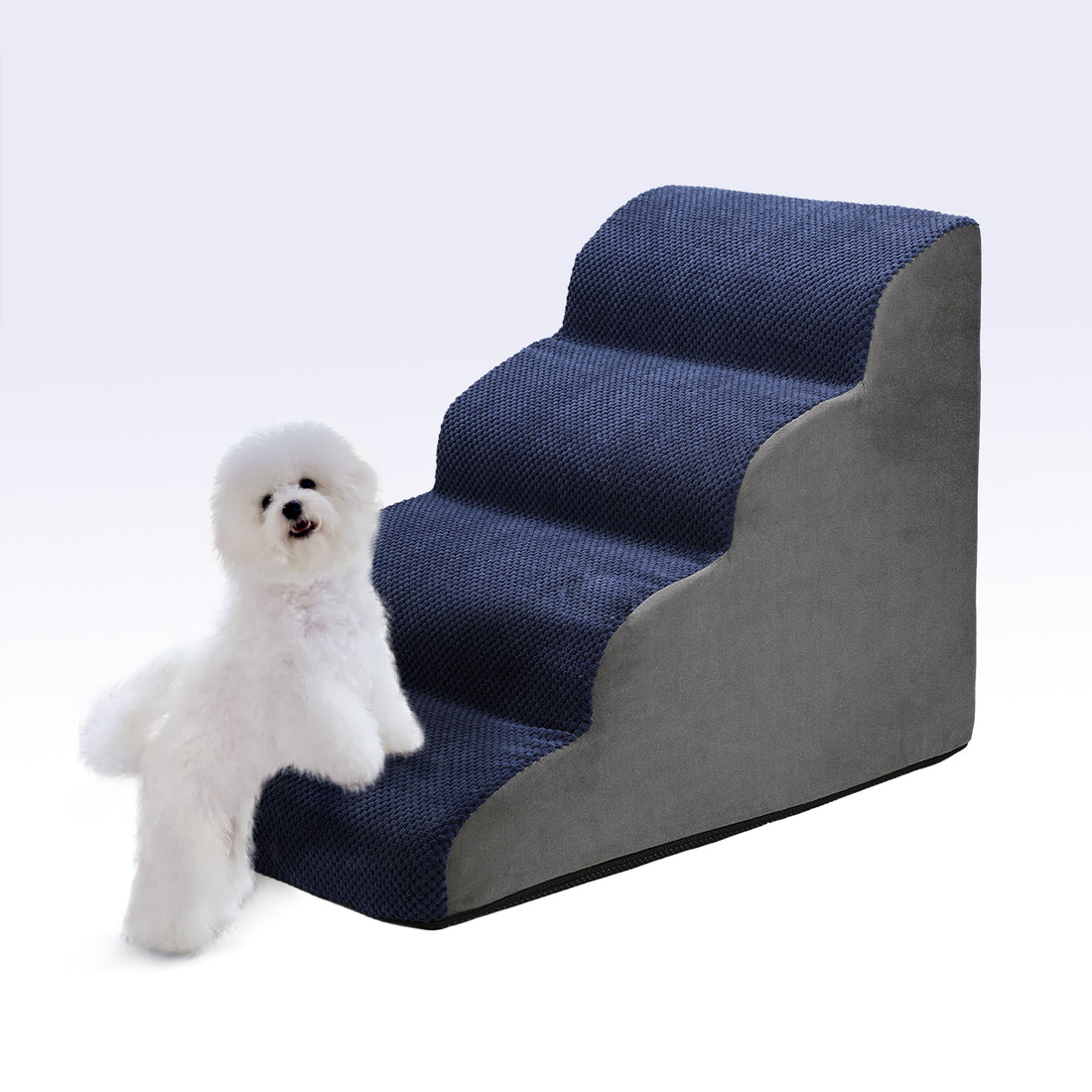 Dog Stairs for Beds Couches, High Density Foam 4-Step Dog Steps with Durable Non-Slip Fabric Cover, Dog Slope Stairs Friendly to Small Dogs and Cats or Pets
