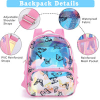 Garvee Transparent PVC/TPU Medium School Bag Fantasy Colors