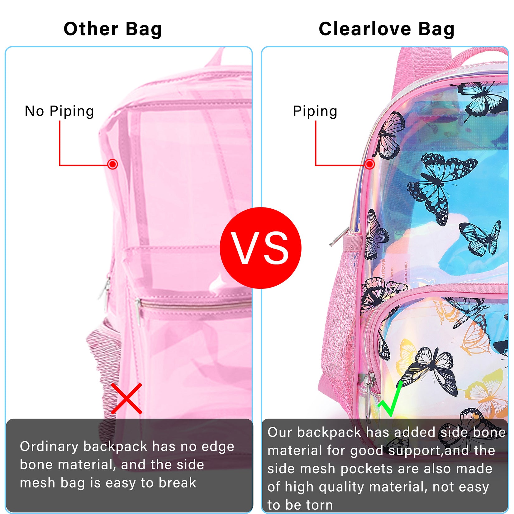 Garvee Transparent PVC/TPU Medium School Bag Fantasy Colors