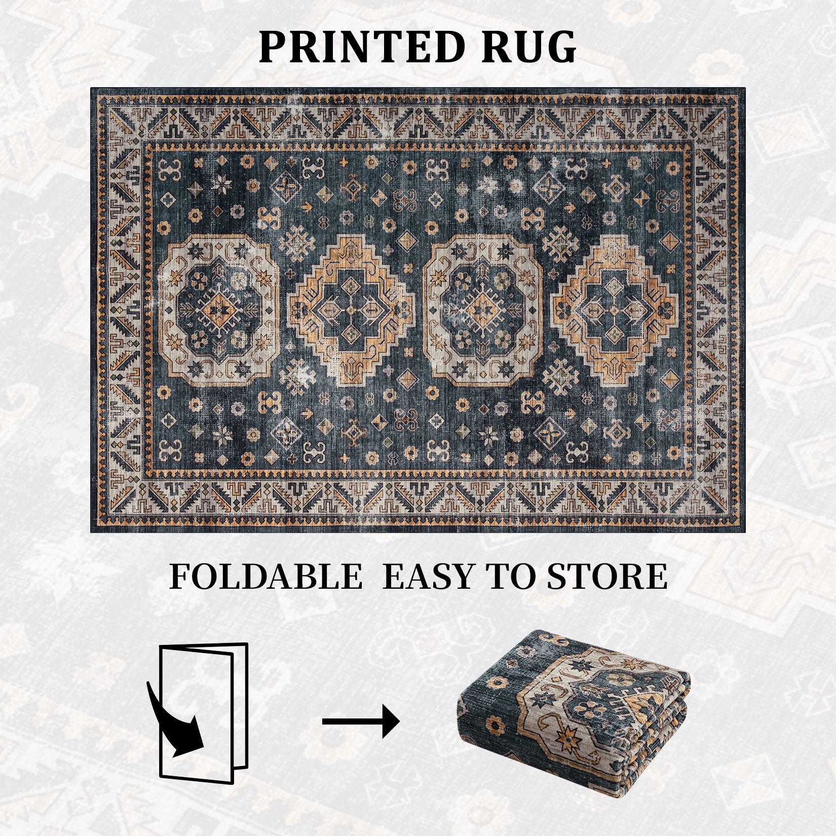Garvee Vintage Washable Area Rug 2'x3' Doormat Boho Rug Faux Cashmere Non Slip Rugs for Living Room Bedroom Oriental Indoor Rug Mat Stain Resistant Throw Rug Kitchen Dining Home Office