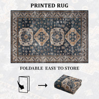 Garvee Vintage Washable Area Rug 2'x3' Doormat Boho Rug Faux Cashmere Non Slip Rugs for Living Room Bedroom Oriental Indoor Rug Mat Stain Resistant Throw Rug Kitchen Dining Home Office