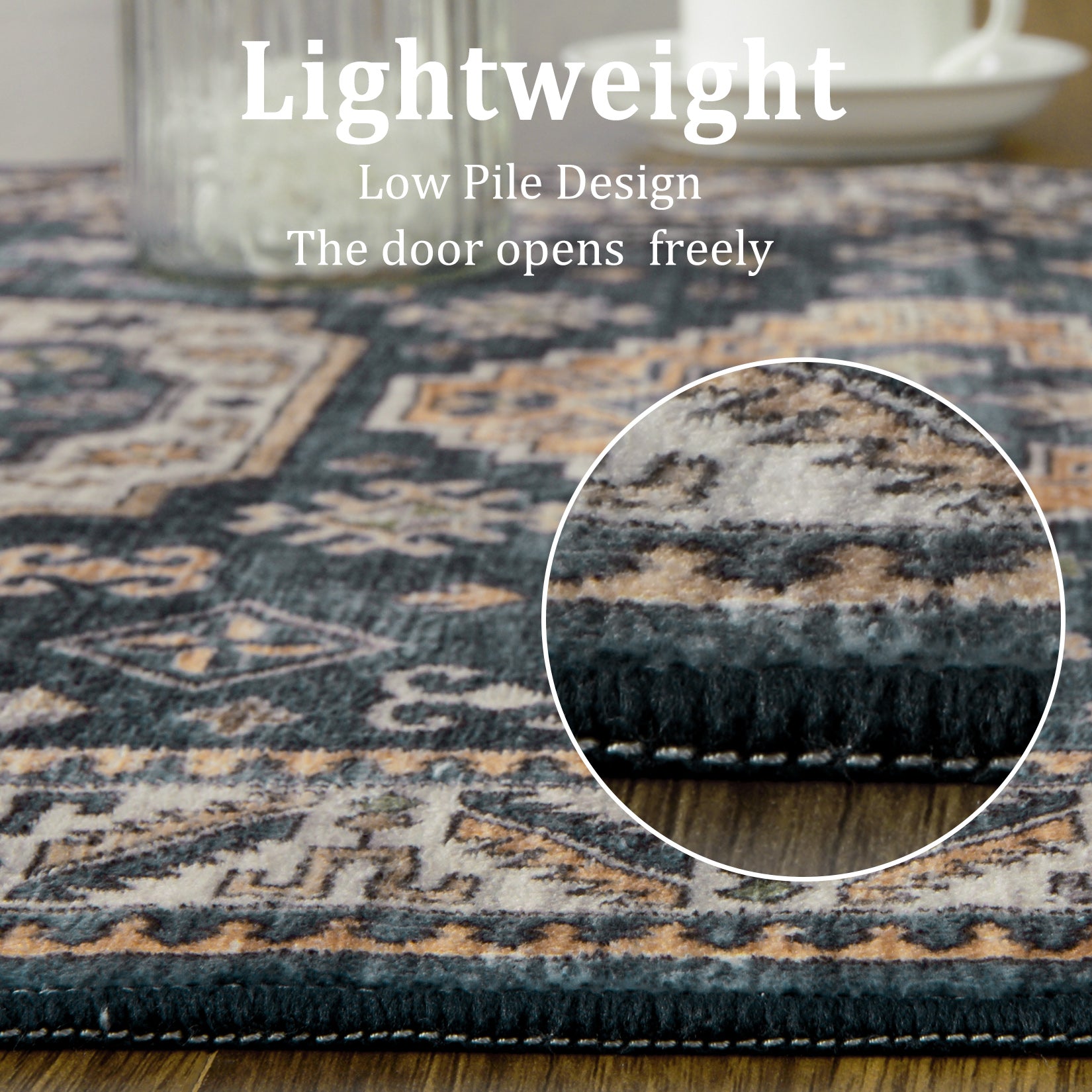 Garvee Vintage Washable Area Rug 2'x3' Doormat Boho Rug Faux Cashmere Non Slip Rugs for Living Room Bedroom Oriental Indoor Rug Mat Stain Resistant Throw Rug Kitchen Dining Home Office