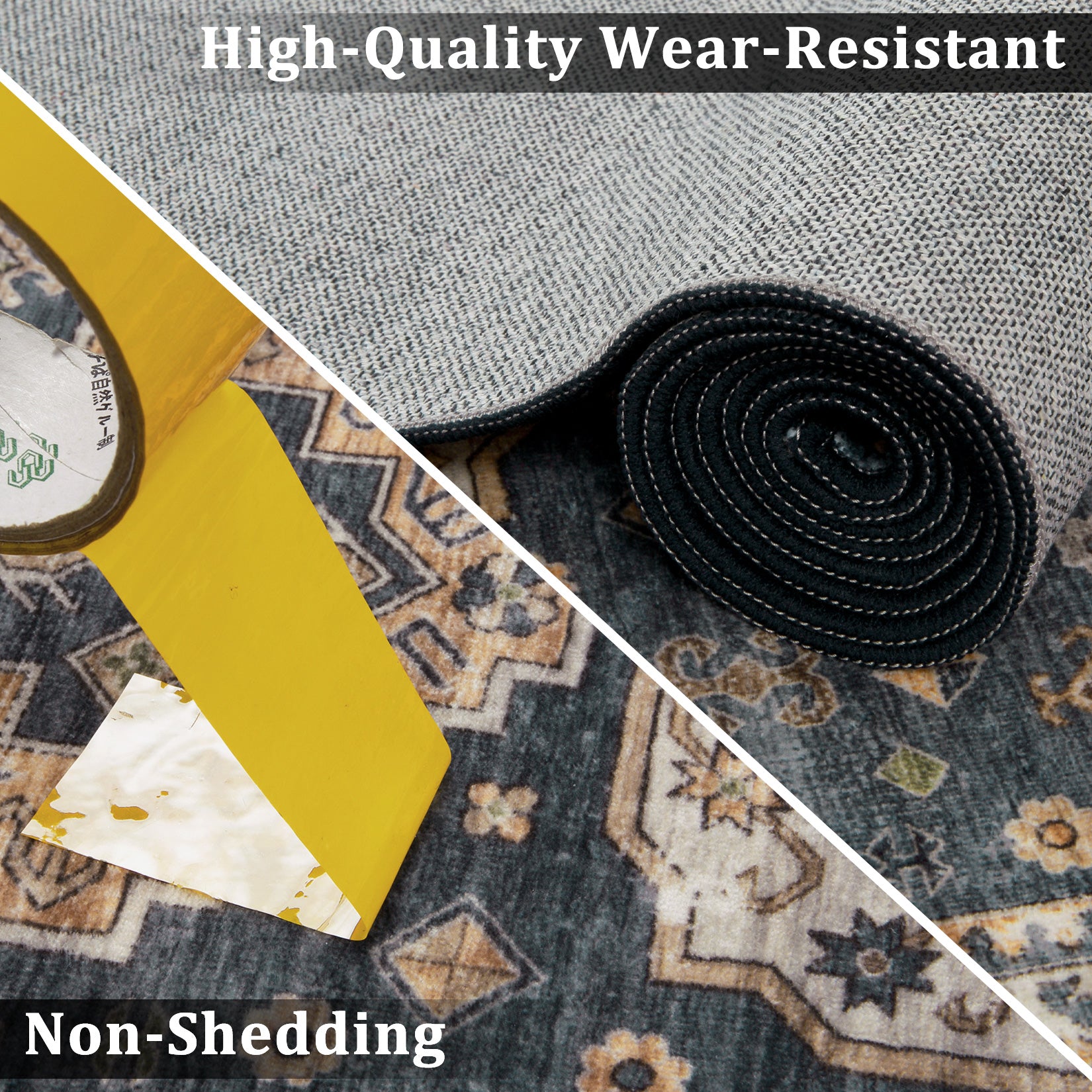 Garvee Vintage Washable Area Rug 2'x3' Doormat Boho Rug Faux Cashmere Non Slip Rugs for Living Room Bedroom Oriental Indoor Rug Mat Stain Resistant Throw Rug Kitchen Dining Home Office