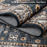 Garvee Vintage Washable Area Rug 2'x3' Doormat Boho Rug Faux Cashmere Non Slip Rugs for Living Room Bedroom Oriental Indoor Rug Mat Stain Resistant Throw Rug Kitchen Dining Home Office