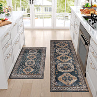 Garvee Vintage Washable Area Rug 2'x3' Doormat Boho Rug Faux Cashmere Non Slip Rugs for Living Room Bedroom Oriental Indoor Rug Mat Stain Resistant Throw Rug Kitchen Dining Home Office