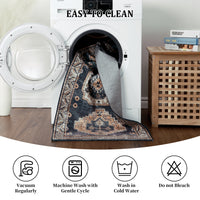Garvee Vintage Washable Area Rug 2'x3' Doormat Boho Rug Faux Cashmere Non Slip Rugs for Living Room Bedroom Oriental Indoor Rug Mat Stain Resistant Throw Rug Kitchen Dining Home Office