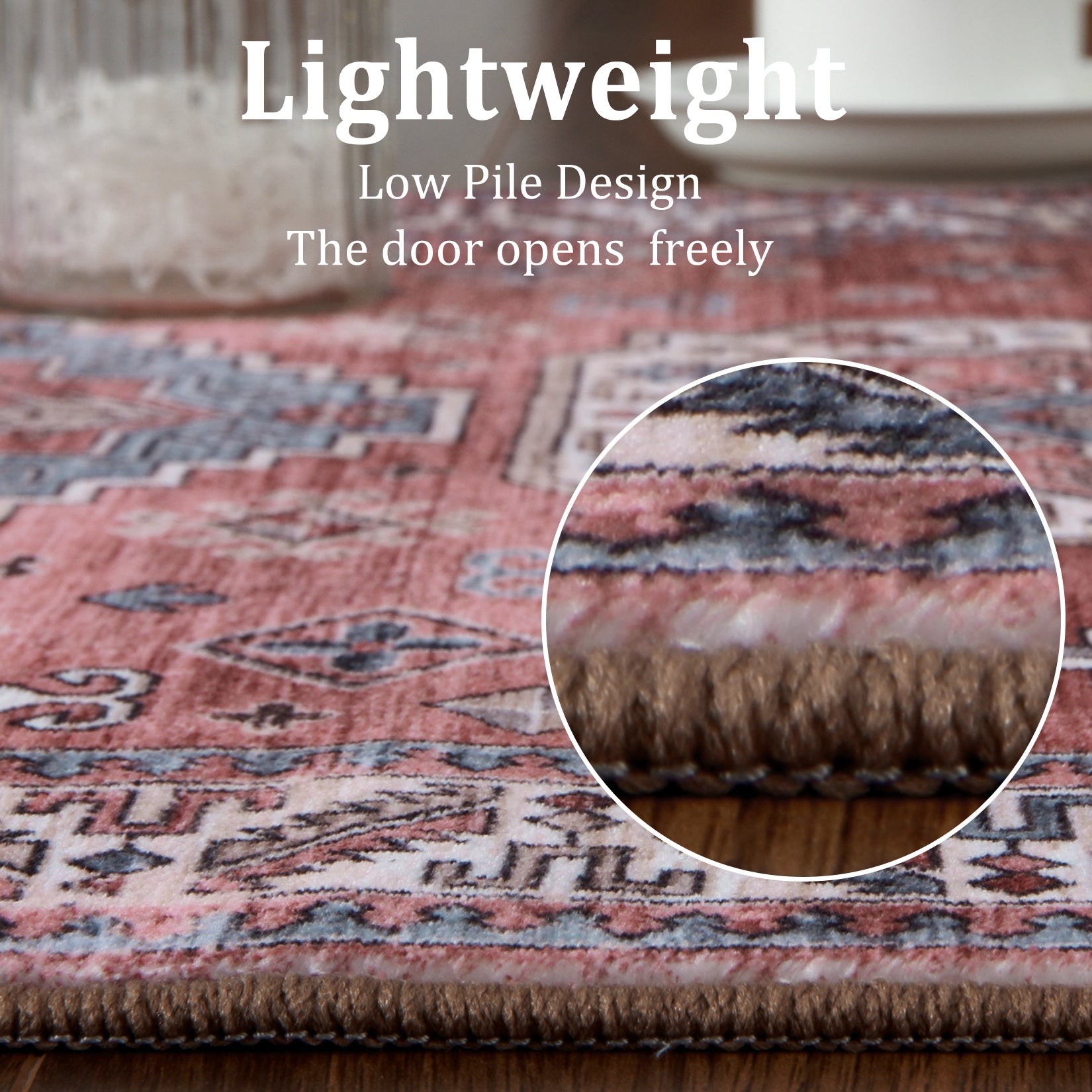 Garvee Vintage Washable Area Rug 2'x3' Doormat Boho Rug Faux Cashmere Non Slip Rugs for Living Room Bedroom Oriental Rug Mat Stain Resistant Throw Rug Kitchen Dining Home Office, Reddish Brown