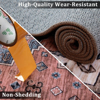 Garvee Vintage Washable Area Rug 2'x3' Doormat Boho Rug Faux Cashmere Non Slip Rugs for Living Room Bedroom Oriental Rug Mat Stain Resistant Throw Rug Kitchen Dining Home Office, Reddish Brown