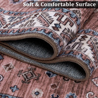 Garvee Vintage Washable Area Rug 3x5 Boho Rug Faux Cashmere Non Slip Rugs for Living Room Bedroom Oriental Rug Mat Stain Resistant Throw Rug Kitchen Dining Home Office