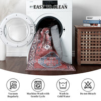 Garvee Vintage Washable Area Rug 2'x3' Doormat Boho Rug Faux Cashmere Non Slip Rugs for Living Room Bedroom Oriental Rug Mat Stain Resistant Throw Rug Kitchen Dining Home Office, Reddish Brown