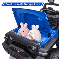 Garvee 24V Kids Ride On Car with Remote Control, 2 Seats 20“ Extra Large Seat Wide Truck, Power Wheels Vehicle, LED Brightlight, Front Storage, Bottle Holder, Central Control, Horn, Bluetooth, USB (Blue)