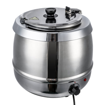 Garvee 10.5QT Commercial Soup Kettle Warmer with Hinged Lid and Detachable Stainless Steel Insert Pot for Restaurant and Big Family - Sliver