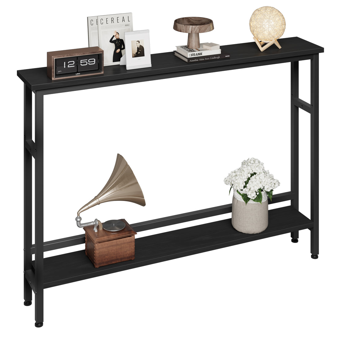 Garvee Slim Console Table 5.9" Narrow Sofa Table, 2 Tier Skinny Console Table with Adjustable Shelf, Slim Behind Couch Table for Living Room, Entryway, Hallway, Foyer - Black