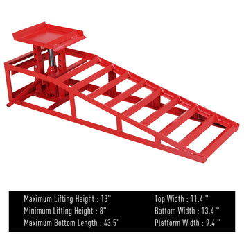 Garvee 5T 10000lbs Hydraulic Auto Service Ramps, 1 Pack, Garage Red