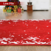 Garvee Bedroom Area Rug 4x6 Indoor Xmas Area Rug Non-Slip Fllor Carpet Christmas Decorative Area Rug Boho Snowflake Area Rug Washable Area Rug for Bedroom Living Room Kitchen Nursery, Red 4' x 6'