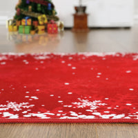 Garvee Bedroom Area Rug 4x6 Indoor Xmas Area Rug Non-Slip Fllor Carpet Christmas Decorative Area Rug Boho Snowflake Area Rug Washable Area Rug for Bedroom Living Room Kitchen Nursery, Red 4' x 6'