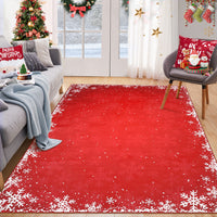 Garvee Bedroom Area Rug 4x6 Indoor Xmas Area Rug Non-Slip Fllor Carpet Christmas Decorative Area Rug Boho Snowflake Area Rug Washable Area Rug for Bedroom Living Room Kitchen Nursery, Red 4' x 6'