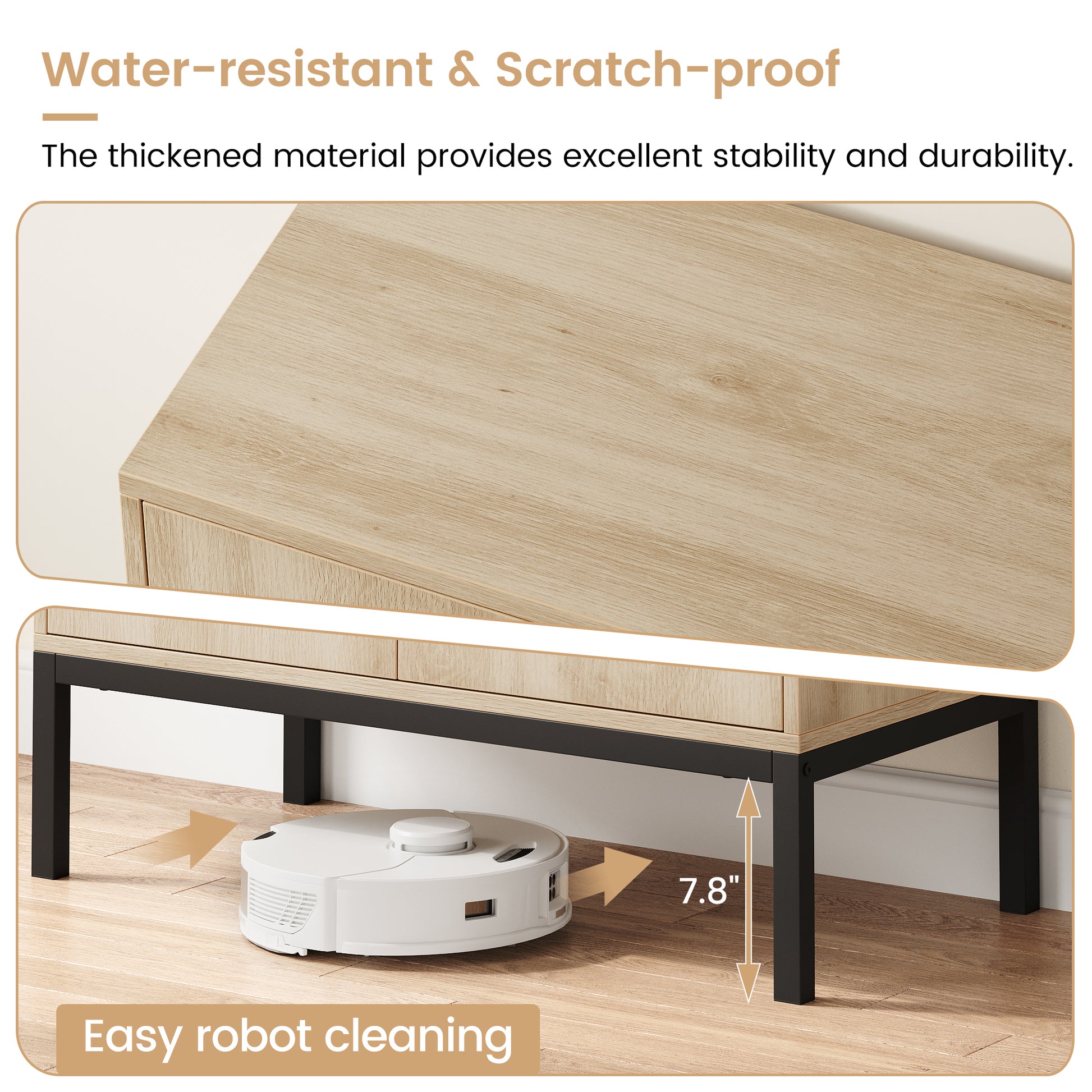 Garvee Rattan Buffet Cabinet with Storage, Farmhouse Sideboard Cabinet with Doors and Adjustable Shelves, Modern Wood Cupboard for Kitchen, Living Room and Dining Room