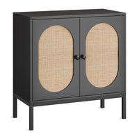 Garvee Buffet Cabinet with Rattan Doors, Farmhouse Sideboard Cabinet with Adjustable Shelves, Modern Wood Cupboard for Kitchen , Living Room, Dining Room, Hallway, Black