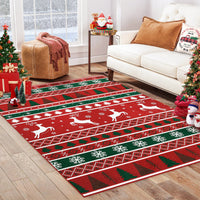 Garvee Washable Area Rug 8x10 Rug for Living Room Modern Christmas Rug Xmas Deer Tree Non Slip Carpet for Bedroom Soft Stain Resistant Large Area Rug for Holiday Dining Room