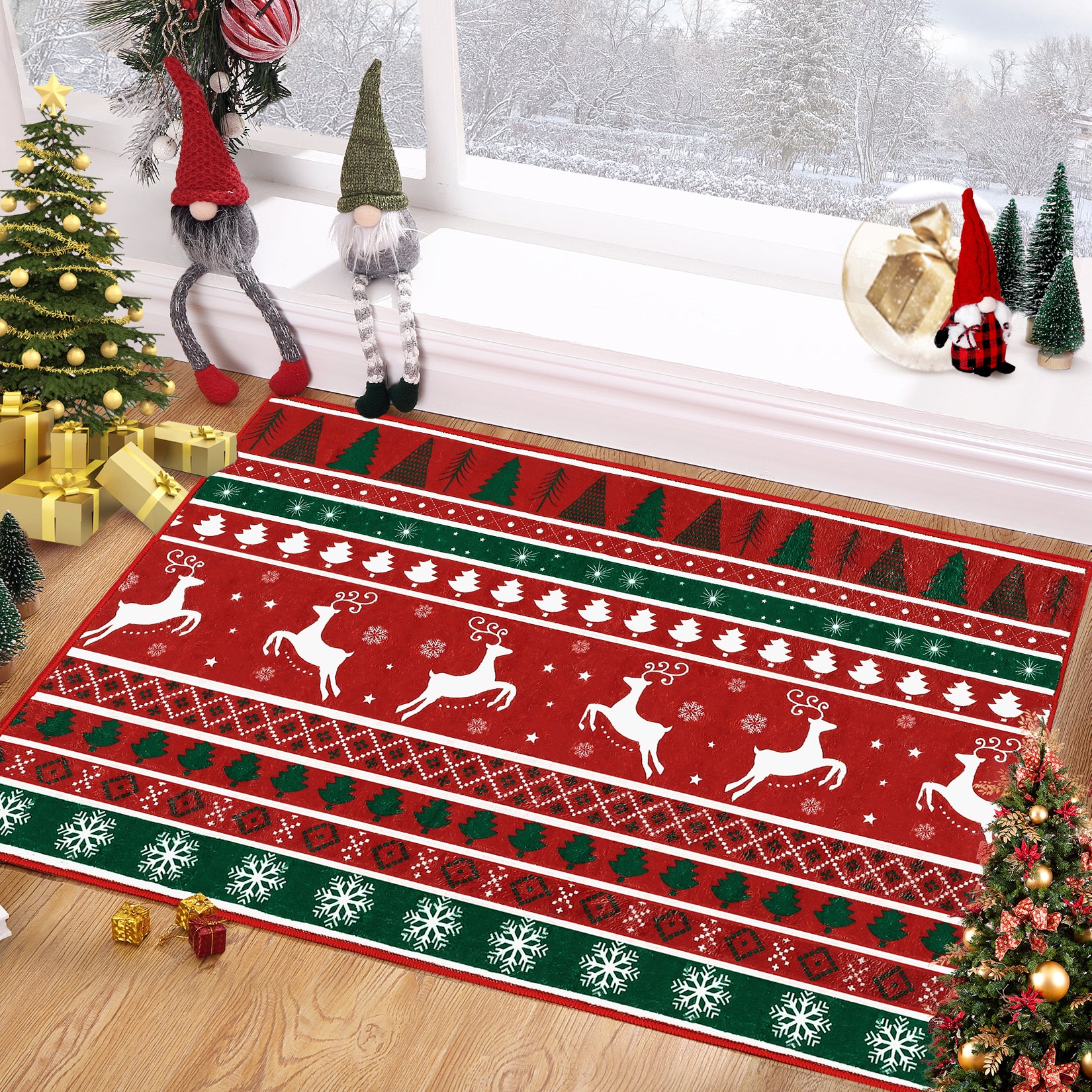 Garvee Christmas Area Rug 2x3 Small Rug Washable Entryway Rug Xmas Snowflake Holiday Decor Doormat Kitchen Decorative Non Slip Soft Low Pile Small Carpet Indoor Throw Rug Bedroom Entrance Bathroom