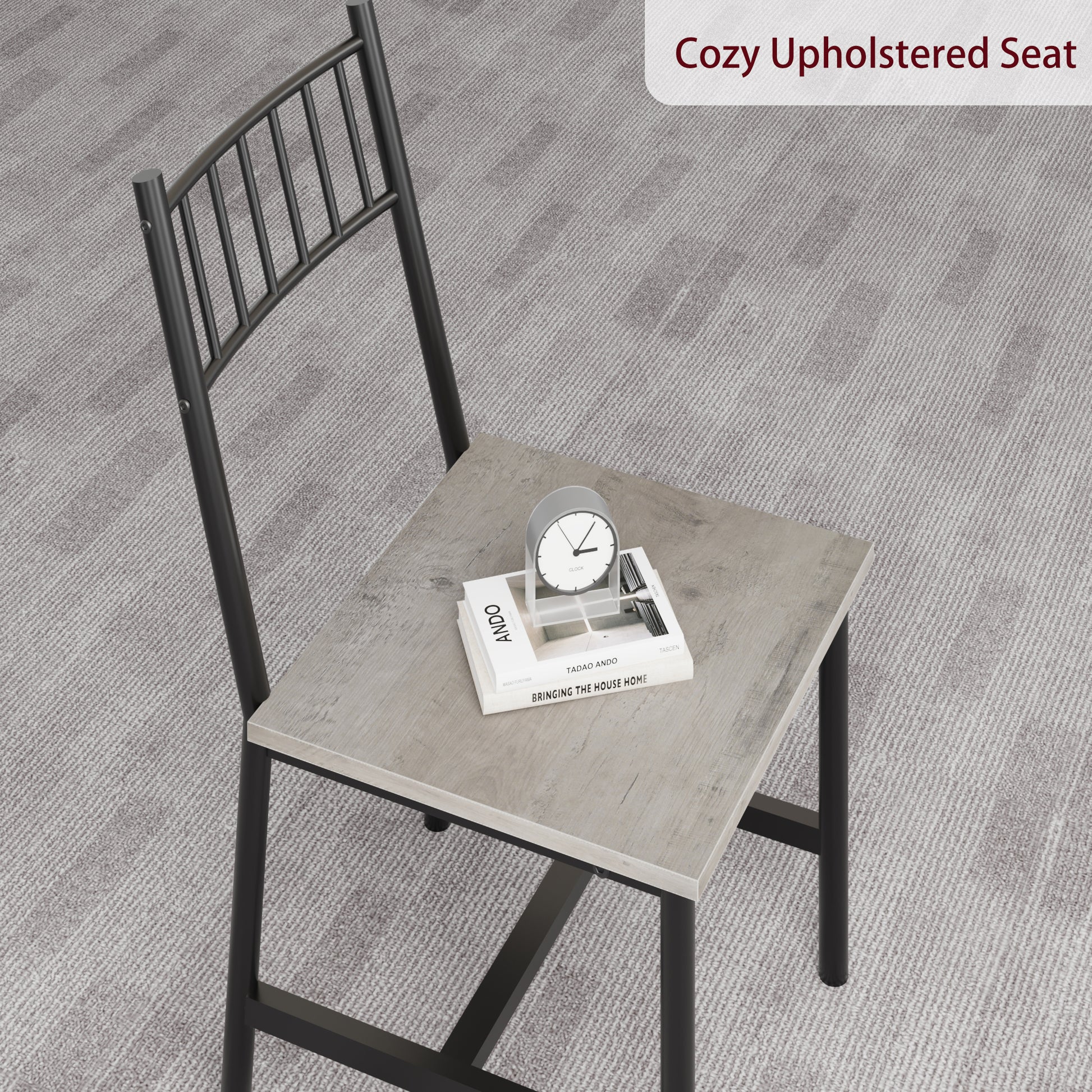 Garvee Dining Table Set for 4 with Bench and 2 Chairs, Rectangular Kitchen Table Set with Wine Rack, Dining Room Table Set for 4 with Storage Benches for Small Space, Apartment, Gray