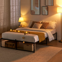 Garvee Queen Size Metal Bed Frame 14 Inch Platform 3 in 1 Steel Support Heavy Duty No Box Spring Needed Easy Assemble Black