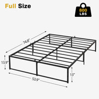Garvee 13.9 Inch Full Size Metal Bed Frame Heavy Duty Metal Platform with Steel Slat Support with Metal King Bed Platform with Wooden Headboard and Footboard Noise Free No Box Spring Needed
