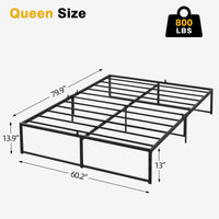 Garvee Queen Size Metal Bed Frame 14 Inch Platform 3 in 1 Steel Support Heavy Duty No Box Spring Needed Easy Assemble Black