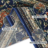 Garvee Monaco Collection Runner Rug - 2x8, Navy Blue & Orange, Boho Chic Medallion Distressed Design, Non-Shedding & Easy Care, Ideal for High Traffic Areas in Living Room, Bedroom