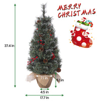 Garvee Pre-Lit Artificial Small Christmas Tree 3ft with 78 Warm White Lights, Tabletop Mini Christmas Tree with a Burlap Base, Battery Operated and Timer Function, Christmas Decoration for Home, 2 PCS