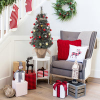 Garvee Pre-Lit Artificial Small Christmas Tree 3ft with 78 Warm White Lights, Tabletop Mini Christmas Tree with a Burlap Base, Battery Operated and Timer Function, Christmas Decoration for Home, 2 PCS