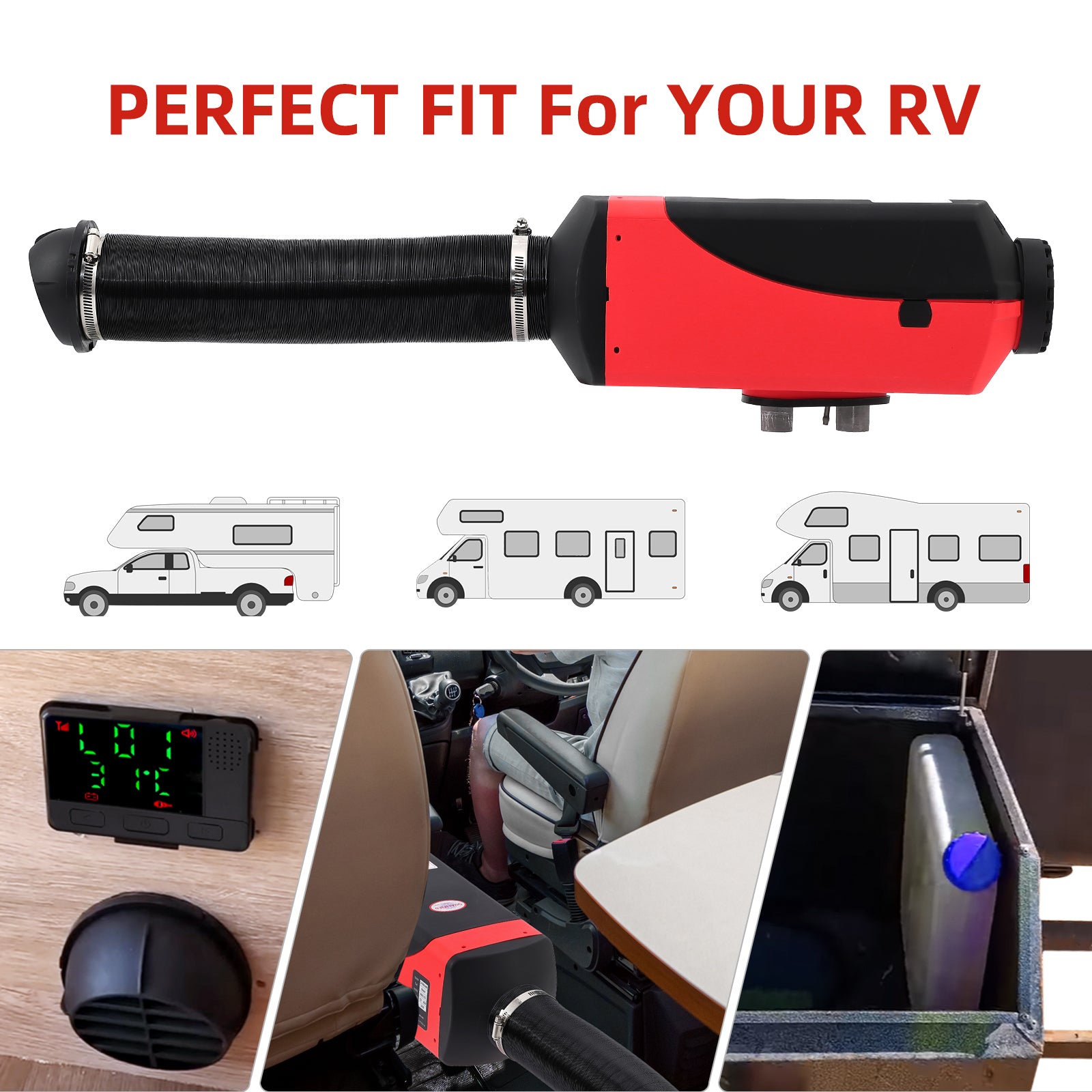 Garvee Diesel Air Heater 12V with 10L Tank & Muffler, Diesel Heater 3KW, Diesel Parking Heater with LCD Thermostat Monitor & Remote Control for Trucks, Trailer, Boat and Motor-Home