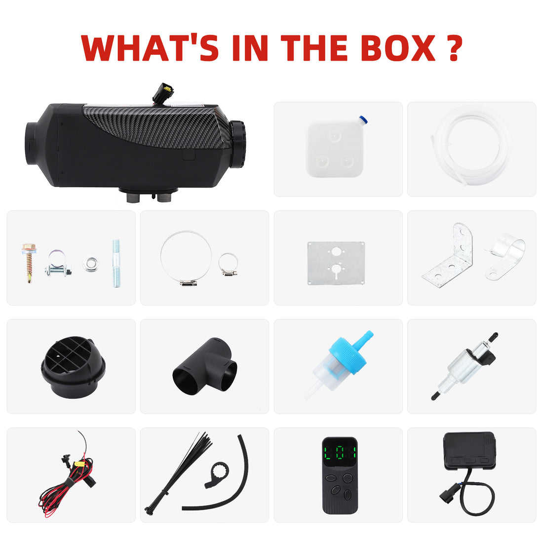 Garvee Diesel Air Heater 12V with 15L Tank & Muffler, Diesel Heater 8KW, Diesel Parking Heater with LCD Thermostat Monitor & Remote Control for Trucks, Trailer, Boat and Motor-Home