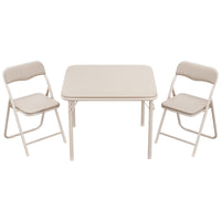 Garvee Boys and Girls Folding Table and Chairs Set of 3, Portable Table and Chair with PU Soft Cushion, Suitable for Eating, Reading and Playing, Beige