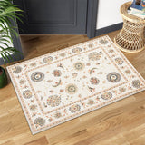 Garvee 2x3 Small Vintage Area Rug Indoor Throw Welcome Doormat Washable Area Rug Floral Medallion Area Rug Bohemian Floor Carpet for Living Room Bedroom Kitchen Nursery, Ivory/Yellow 2' x 3' - Ivory