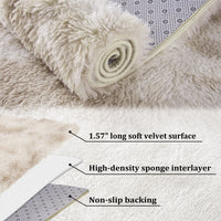 Garvee Fluffy & Sheepskin Light Coffee 2x8 Faux Fur Rug, Non-Shedding Anti-Slip Plush for Kids Playroom Classroom Dining