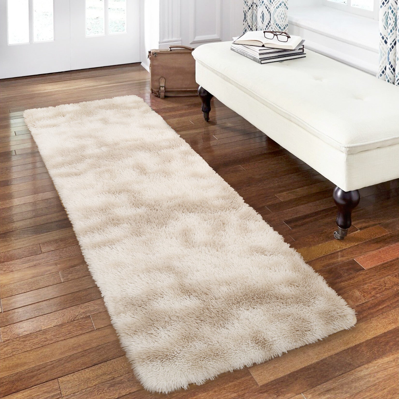 Garvee Fluffy & Sheepskin Light Coffee 2x8 Faux Fur Rug, Non-Shedding Anti-Slip Plush for Kids Playroom Classroom Dining