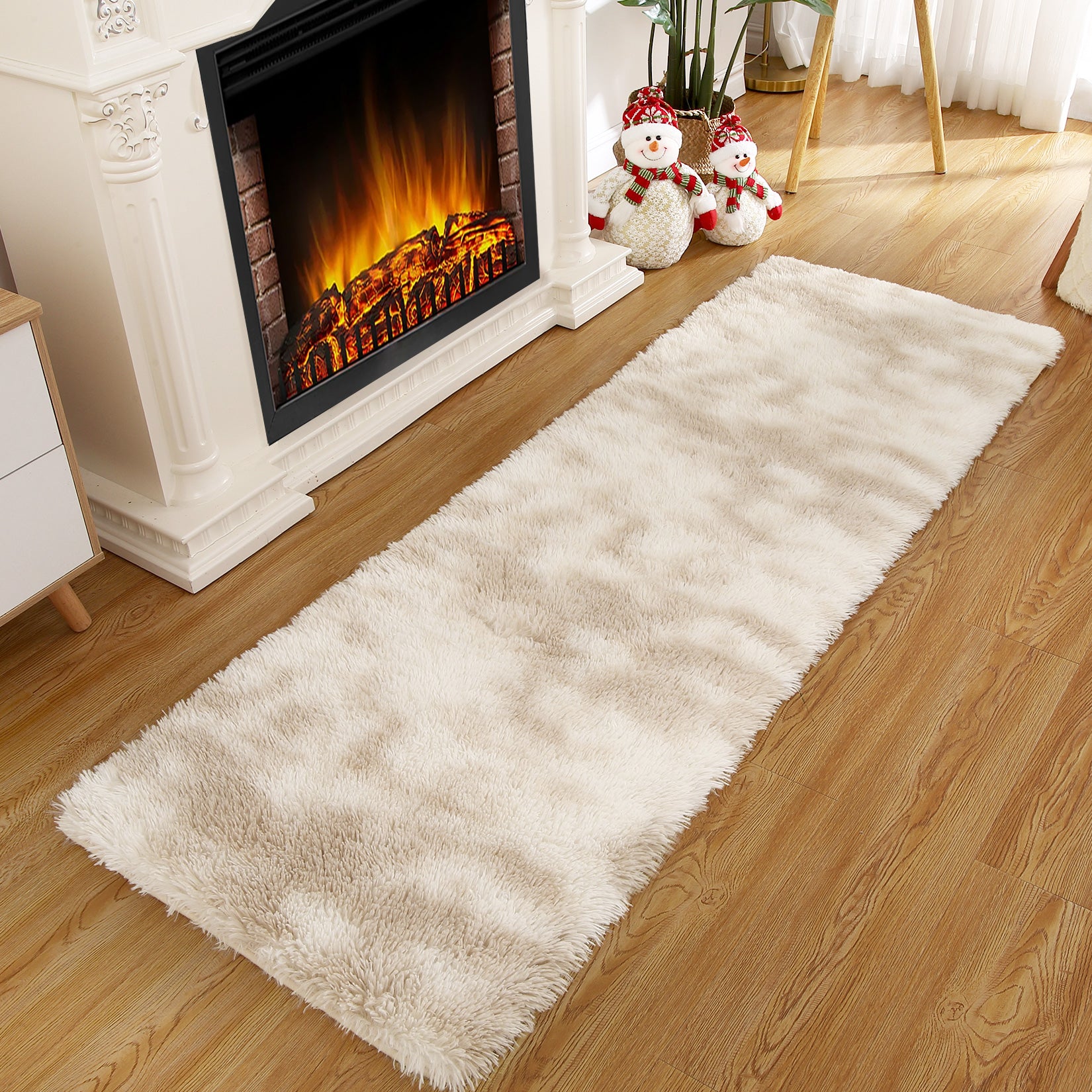 Garvee Fluffy & Sheepskin Light Coffee 2x8 Faux Fur Rug, Non-Shedding Anti-Slip Plush for Kids Playroom Classroom Dining