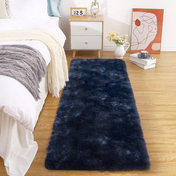Garvee Fluffy & Sheepskin Navy Blue 2x6 Runner Fuzzy Plush Rug, Non-Slip Shaggy for Hallway Living Room Bedroom Kitchen