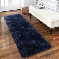 Garvee Fluffy & Sheepskin Navy Blue 2x6 Runner Fuzzy Plush Rug, Non-Slip Shaggy for Hallway Living Room Bedroom Kitchen