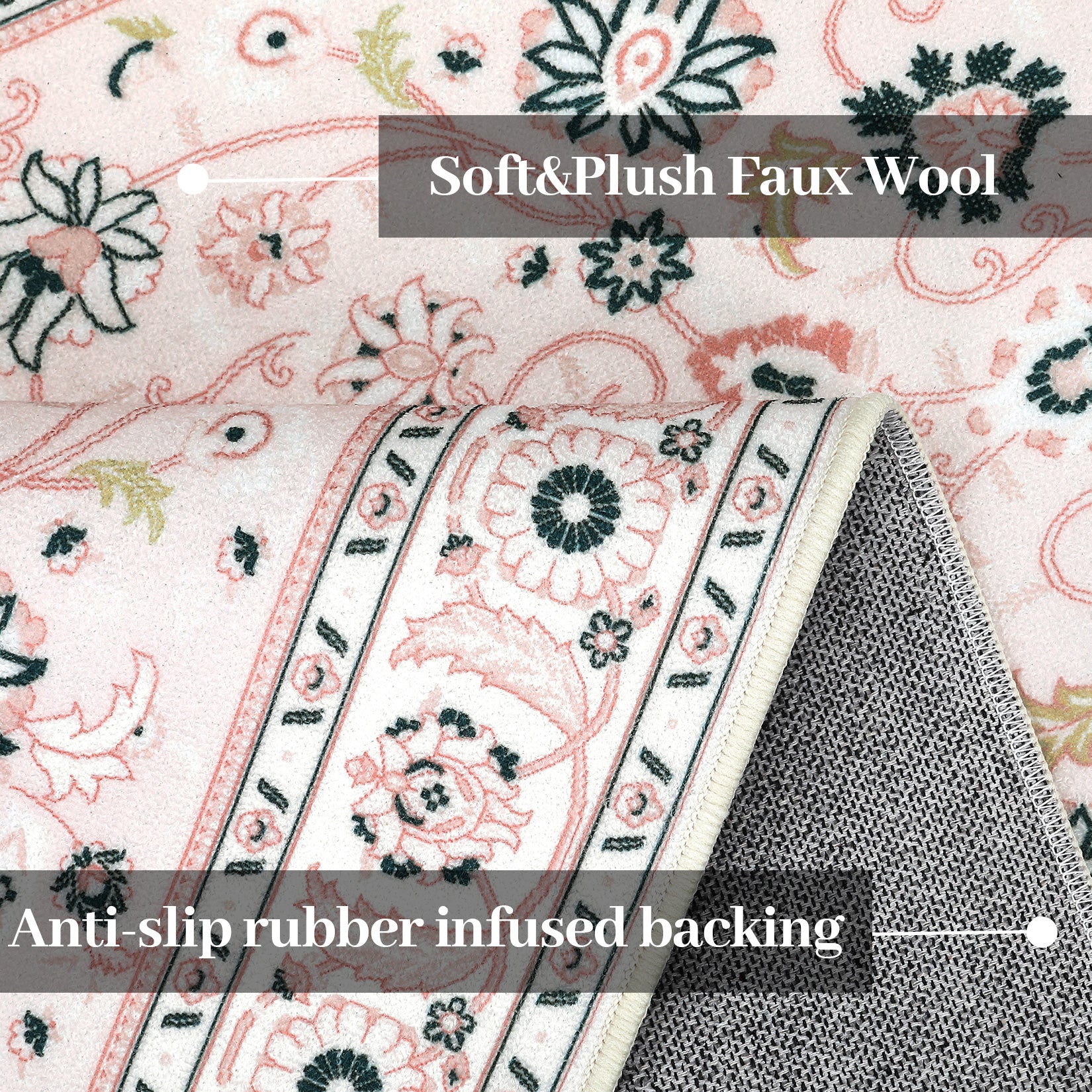 Garvee Area Rug Pink 2x3 Door Mat Washable Indoor Area Rug Vintage Rug Area Rug Distressed Medallion Area Rug Non Slip Boho Floor Carpet for Living Room Bedroom Kitchen Home Office
