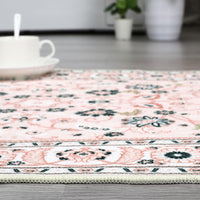 Garvee Area Rug Pink 2x3 Door Mat Washable Indoor Area Rug Vintage Rug Area Rug Distressed Medallion Area Rug Non Slip Boho Floor Carpet for Living Room Bedroom Kitchen Home Office