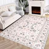 Garvee 4x6 Rug for Living Room Washable Rugs Boho Rug for Bedroom Vintage Rug Soft Rug Non Slip Carpet Tribal Throw Rugs Stain Resistant Office Rug Classroom Rug 4'x6' Pink - Pink