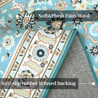Garvee Runner Rug 2x8 Washable Rug Area Rug Vintage Hallway Indoor Floor Mat Thin Rug Retro Distressed Carpet Blue Floral Country Accent Rug Non Slip Bathroom Kitchen Bedroom Living Room