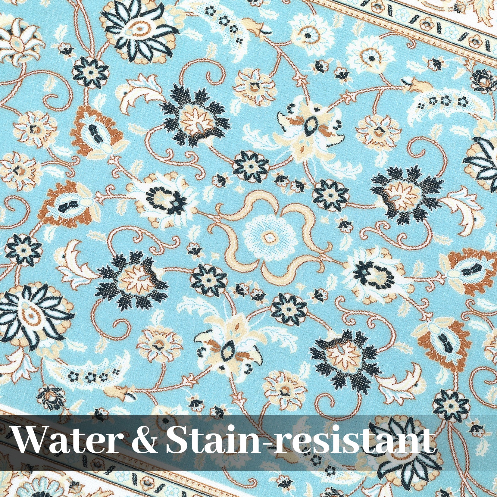 Garvee Runner Rug 2x8 Washable Rug Area Rug Vintage Hallway Indoor Floor Mat Thin Rug Retro Distressed Carpet Blue Floral Country Accent Rug Non Slip Bathroom Kitchen Bedroom Living Room