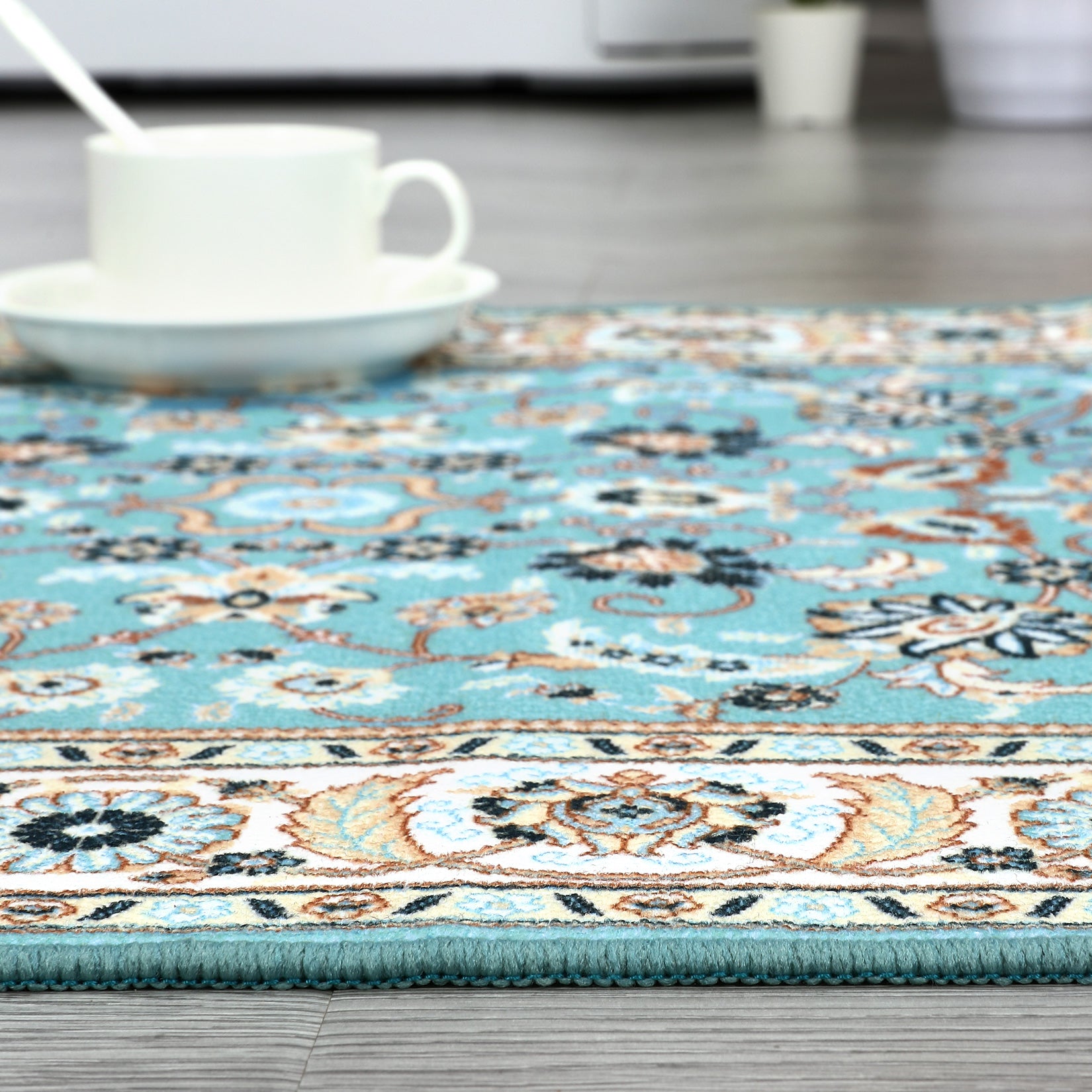 Garvee Runner Rug 2x8 Washable Rug Area Rug Vintage Hallway Indoor Floor Mat Thin Rug Retro Distressed Carpet Blue Floral Country Accent Rug Non Slip Bathroom Kitchen Bedroom Living Room